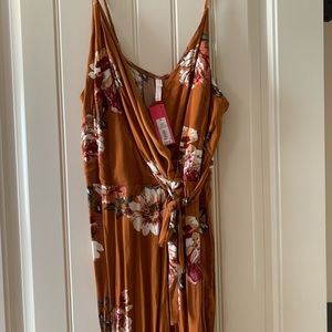 NWT Xhilaration Rust Orange Floral Jumpsuit